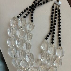 Cookie Lee Black and Clear Crystal Necklace
